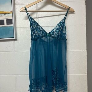 vintage Elegant Teal Lace Chemise